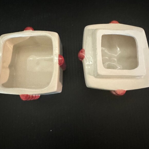 Vintage Fitz & Floyd 1988 Christmas Ceramic White Red Gold Ribbon Trinket Gift - Picture 9 of 9